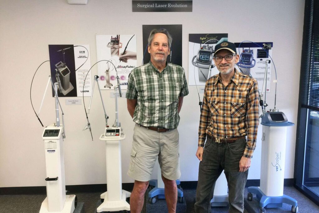 CO2 Laser History - LightScalpel cofounder Paul Diaz with waveguide inventor Mike Levy