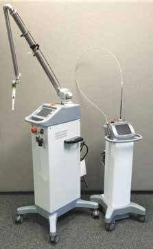 Figure 1A: Articulated arm (left) and flexible fiber (right) dental soft tissue 10,600 nm CO2 lasers. (Photo courtesy of LightScalpel, LLC)